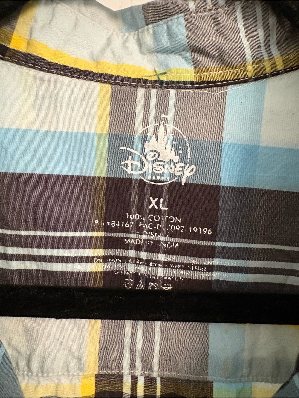 Disney Parks Walt Disney World Mickey Plaid Button Up Shirt Mens XL Cotton - Picture 5 of 5